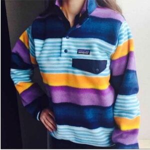 Patagonia Snap T Fleece Synchilla Fizt Stripe Navy Blue